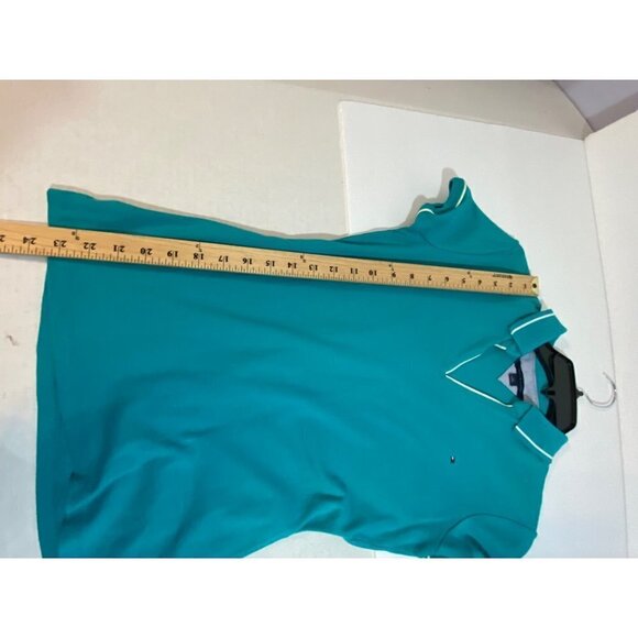 Tommy Hilfiger Women's Collared V-Neck Short Sleeve Polo Top Teal Size Small - Picture 5 of 8